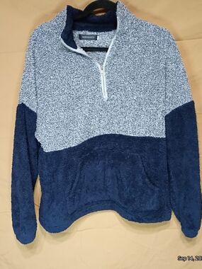 Merokeety Navy and Gray Half-Zip Pullover